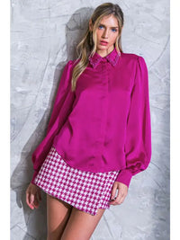 Satin Puff Sleeve Blouse
