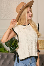 Ruffle Sweater Vest with Side Tie Detail