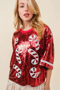 Candy cane sequin Crop Top