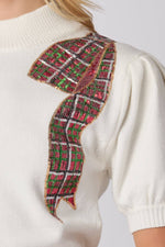 Christmas Bow Embroidered Sweater - White