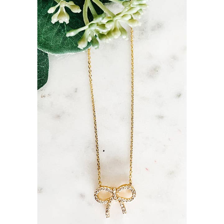 Dainty Bow Necklace - Gold
