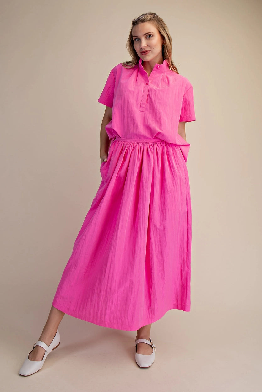 A-Line Midi Skirt - Pink