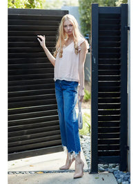 Distressed Dad Jeans - Mid Rise