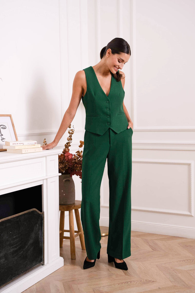 Natasha Straight Cut Tailored Pants - Green