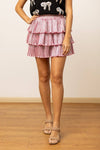 Ruffle Shimmer Skort - Pink