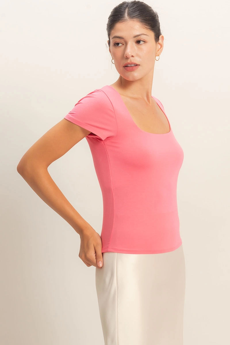 Everyday Basic Top - Taffy Pink