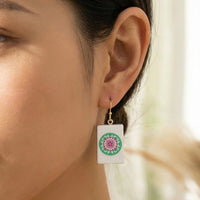Mahjong Tile Earrings - Green