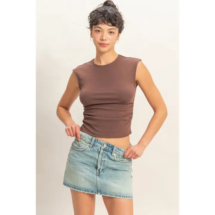 Cap Sleeve Top - Chocolate