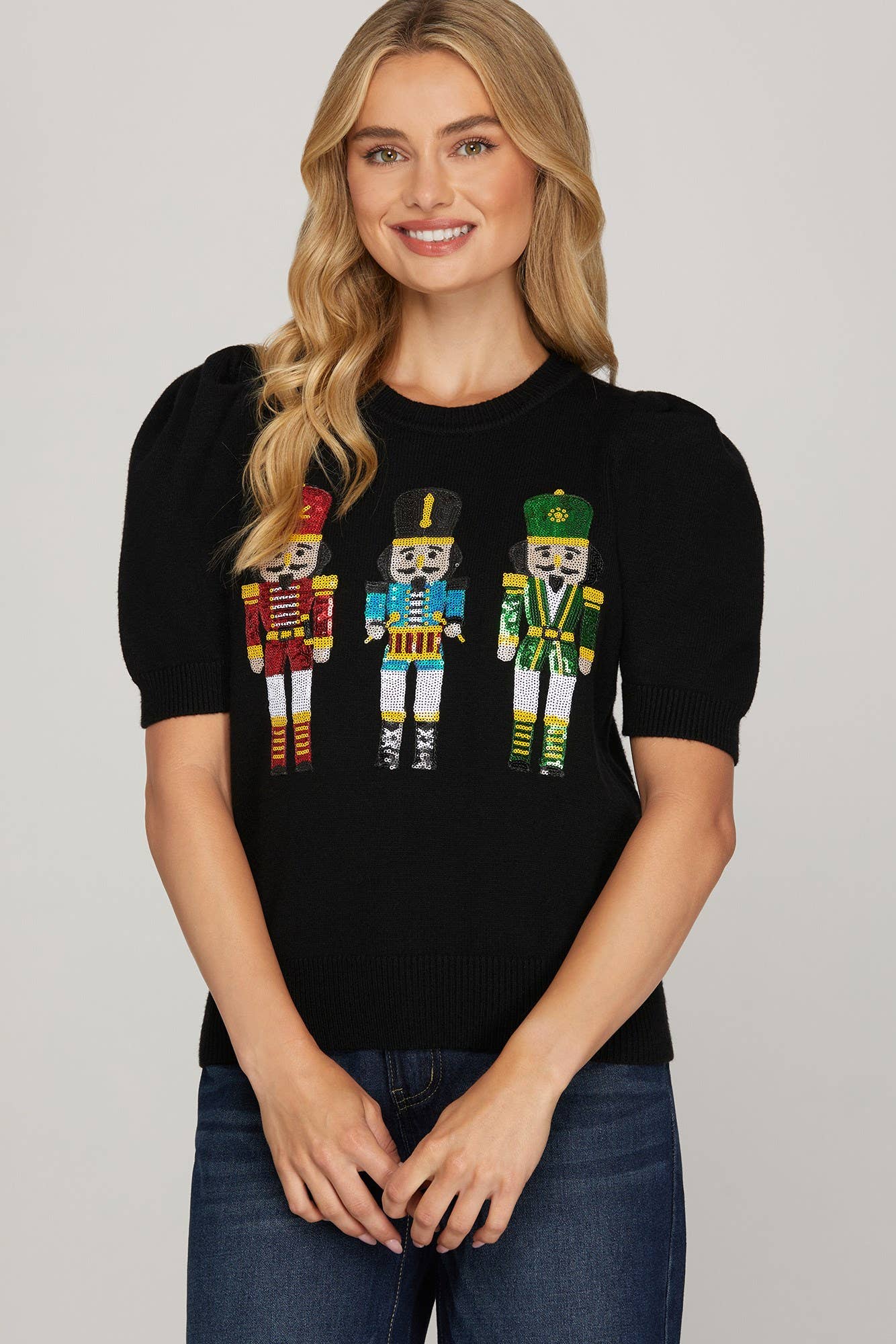 Nutcracker Sweater Top - Black