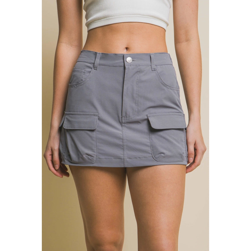 Cargo Mini Skirt - Grey