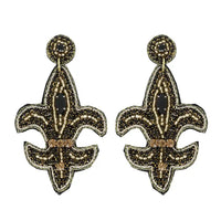 Fleur De Lis Beaded Earrings Mardi Gras