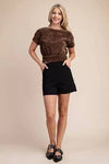 Velvet Knit Crop Top - Brown
