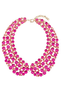 Pink Pearl Collar Necklace - Hot Pink