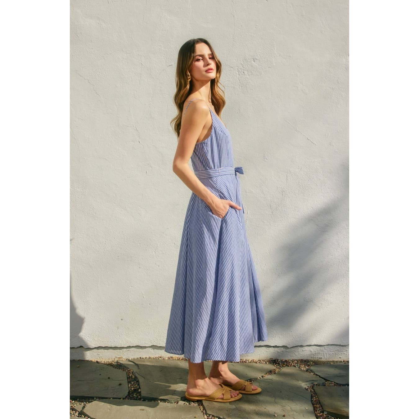 Pin Stipe Midi Dress