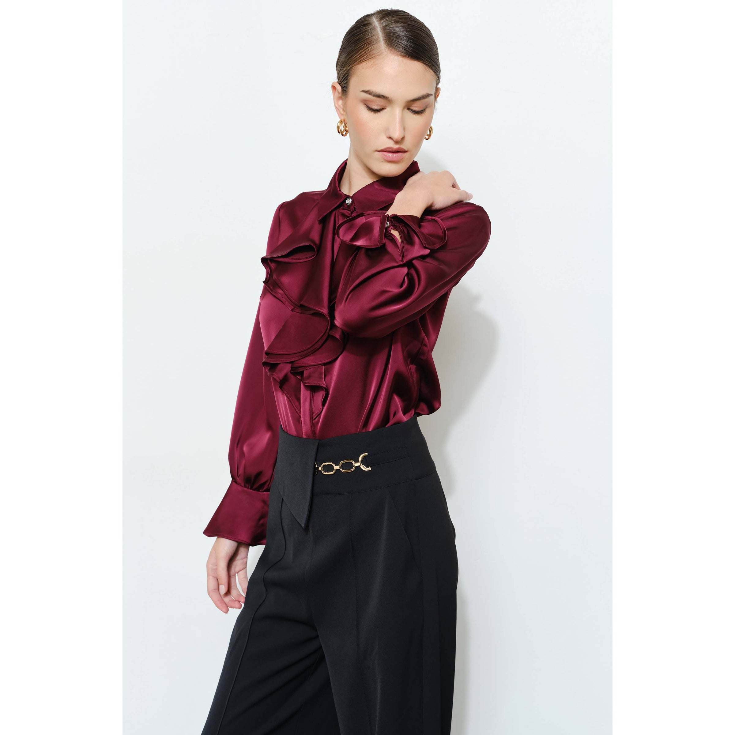 Sasha Bell Sleeve Blouse - Wine