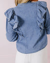 Denim Ruffle Long Sleeve Top