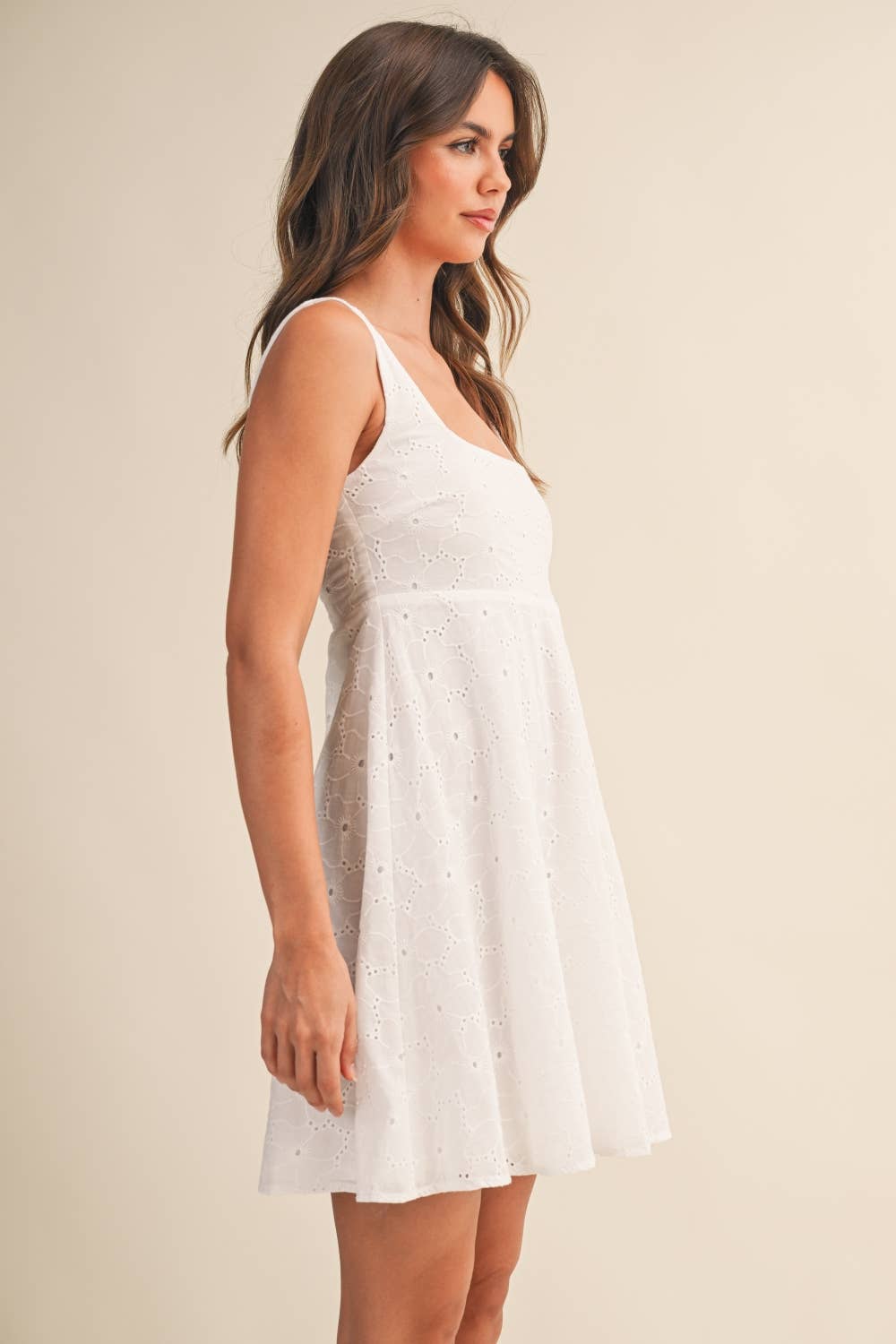 Eyelet Mini Dress - White