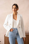 Natasha Tweed Fitted Blazer - White