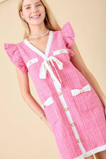 Luxe Tweed Dress - Pink