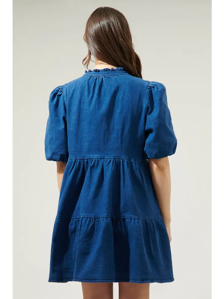 Aura Denim Babydoll Dress Small Aura Denim Babydoll Dress Small