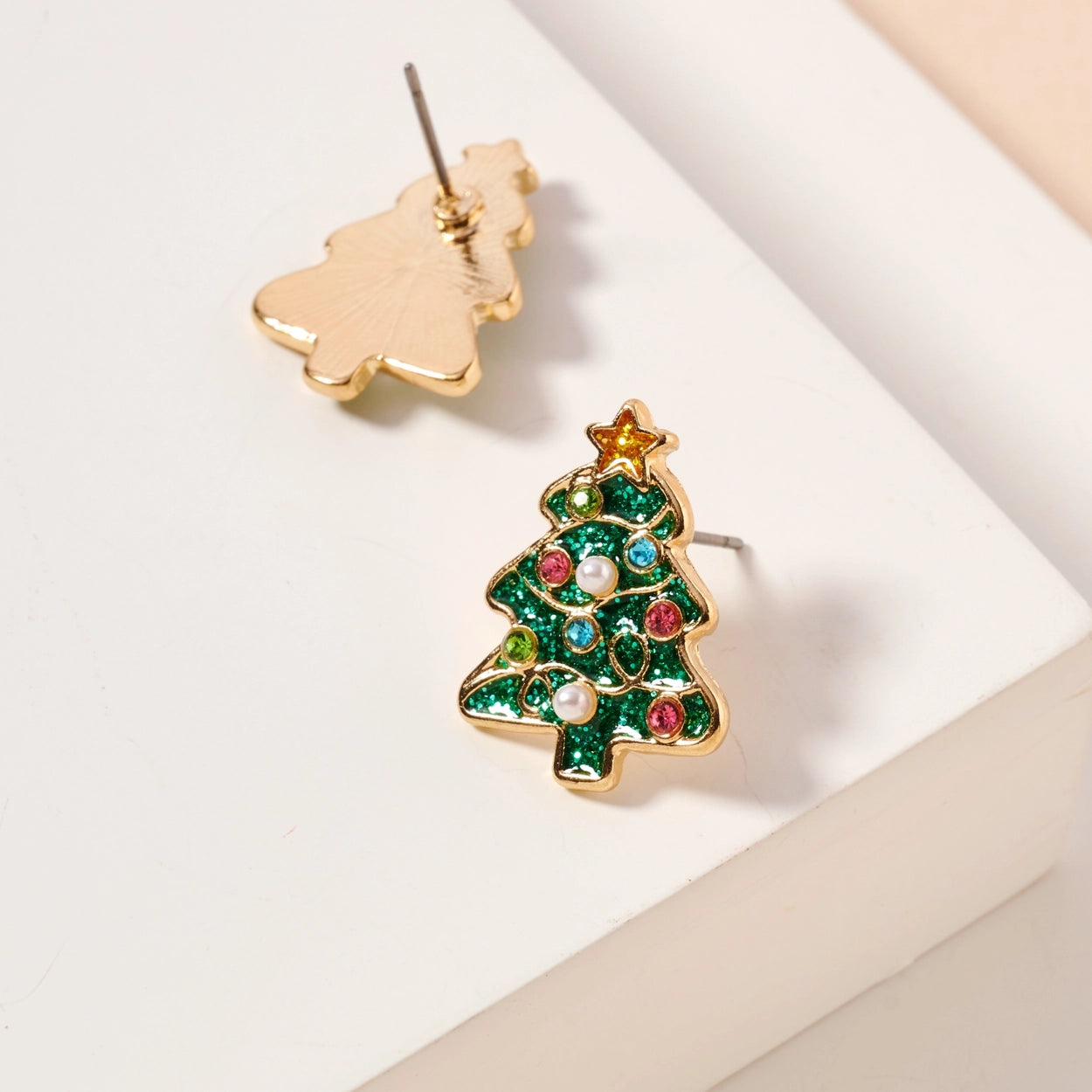 Christmas Tree Stud Earrings - Green