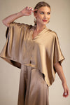 V-Neck Oversize Top - Taupe