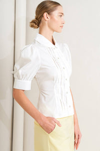 Puff Sleeve Button Up Blouse - White