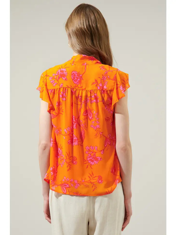 Sunrise Orange Floral Blouse