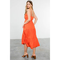 Button Up Tiered Maxi Dress - Aqua