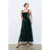 Velvet Floral Maxi Dress - Green