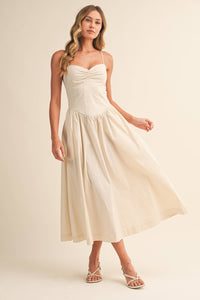 Popline Sweetheart Midi Dress - Beige
