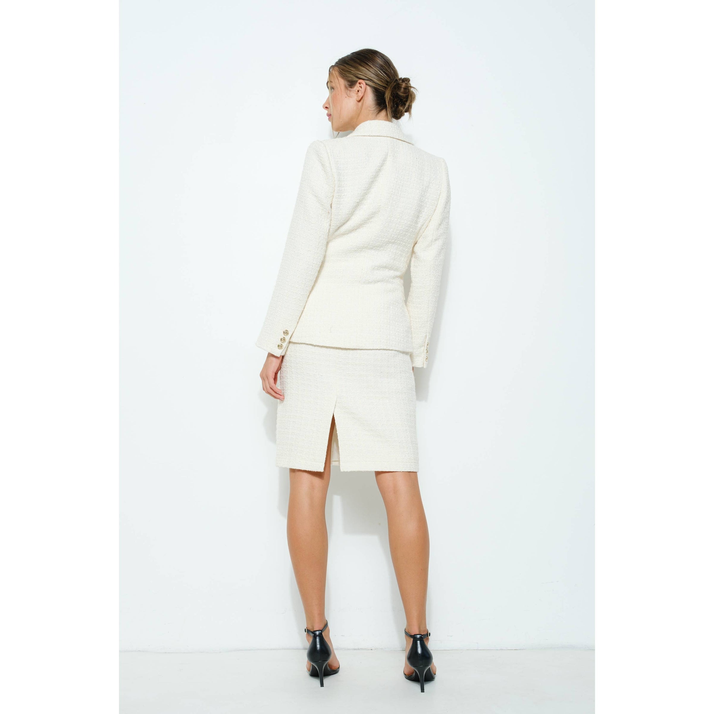 Natasha Tweed Blazer - Ivory