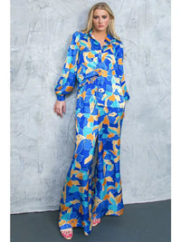 Floral Puff Sleeve Blouse - Blue