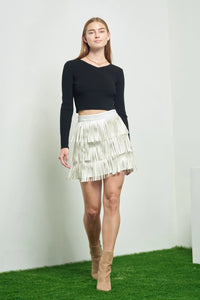 Showstopper Fringe Mini Skirt - White - Rodeo