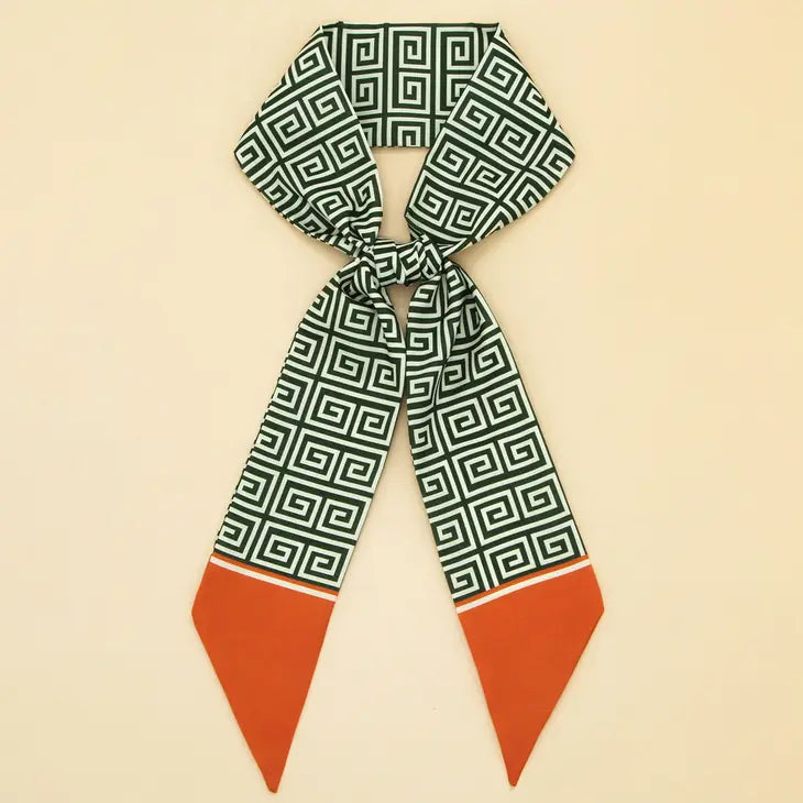 Floral Twilly Skinny Scarf - Green