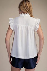 Ruffle Button Up Blouse - White