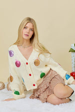 Christmas Sequin Ornament Cardigan