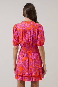 Marinda Smocked Mini Dress - Fuchsia