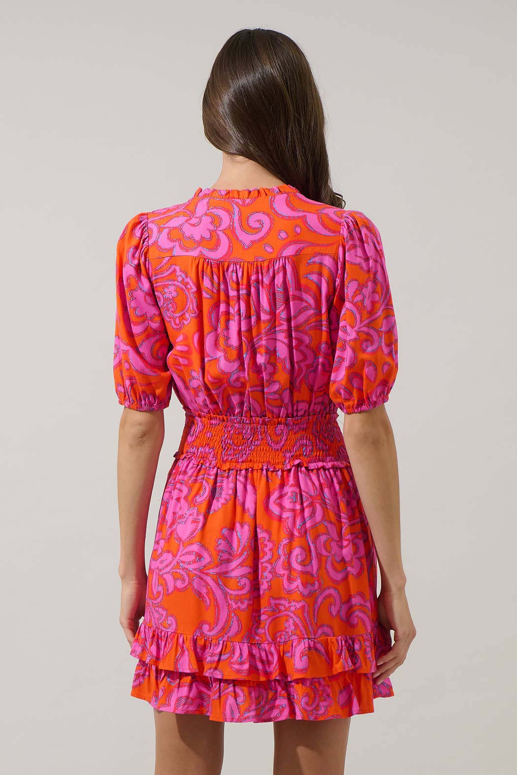 Marinda Smocked Mini Dress - Fuchsia
