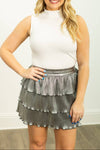 Ruffle Shimmer Skort - Silver