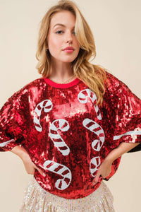 Candy cane sequin Crop Top