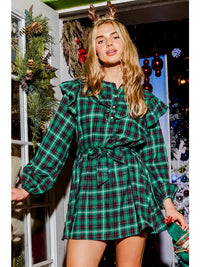 Plaid Ruffle Mini Dress
