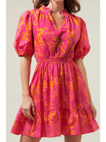 Marissa Pink and Orange Poplin Mini Dress
