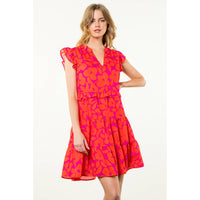 Floral Tiered Dress - Red