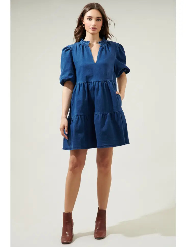 Aura Denim Babydoll Dress Small Aura Denim Babydoll Dress Small