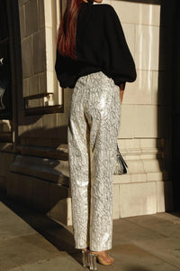 Metallic Straight Pants