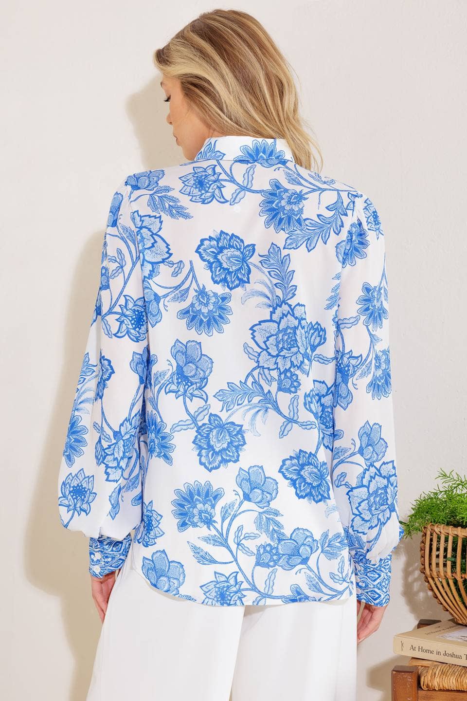Floral Button Up louse - Blue