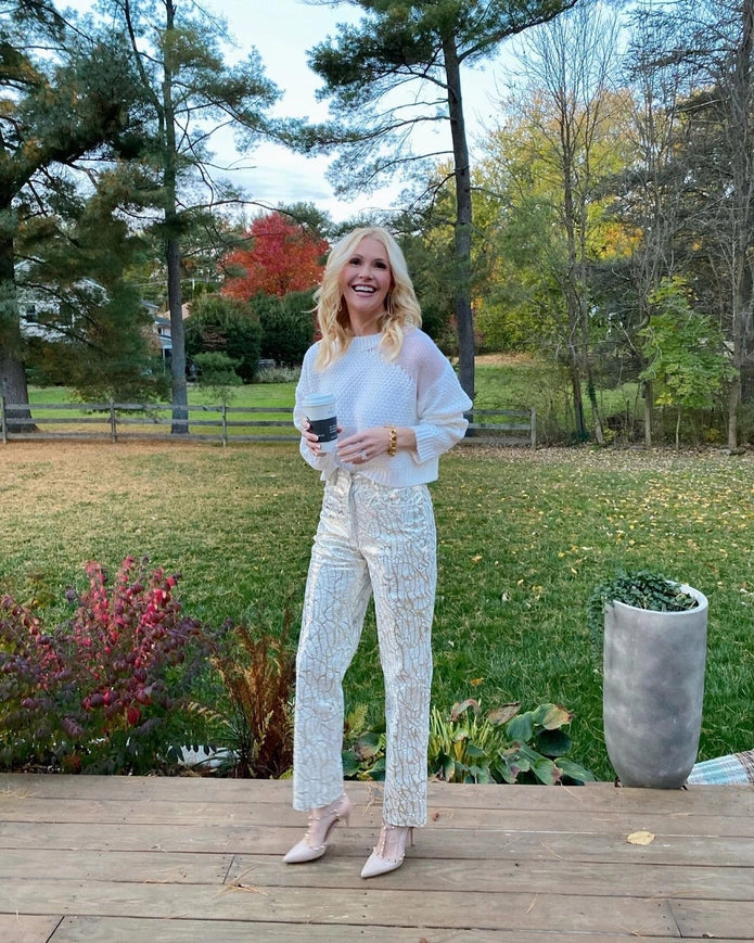 Metallic Straight Pants