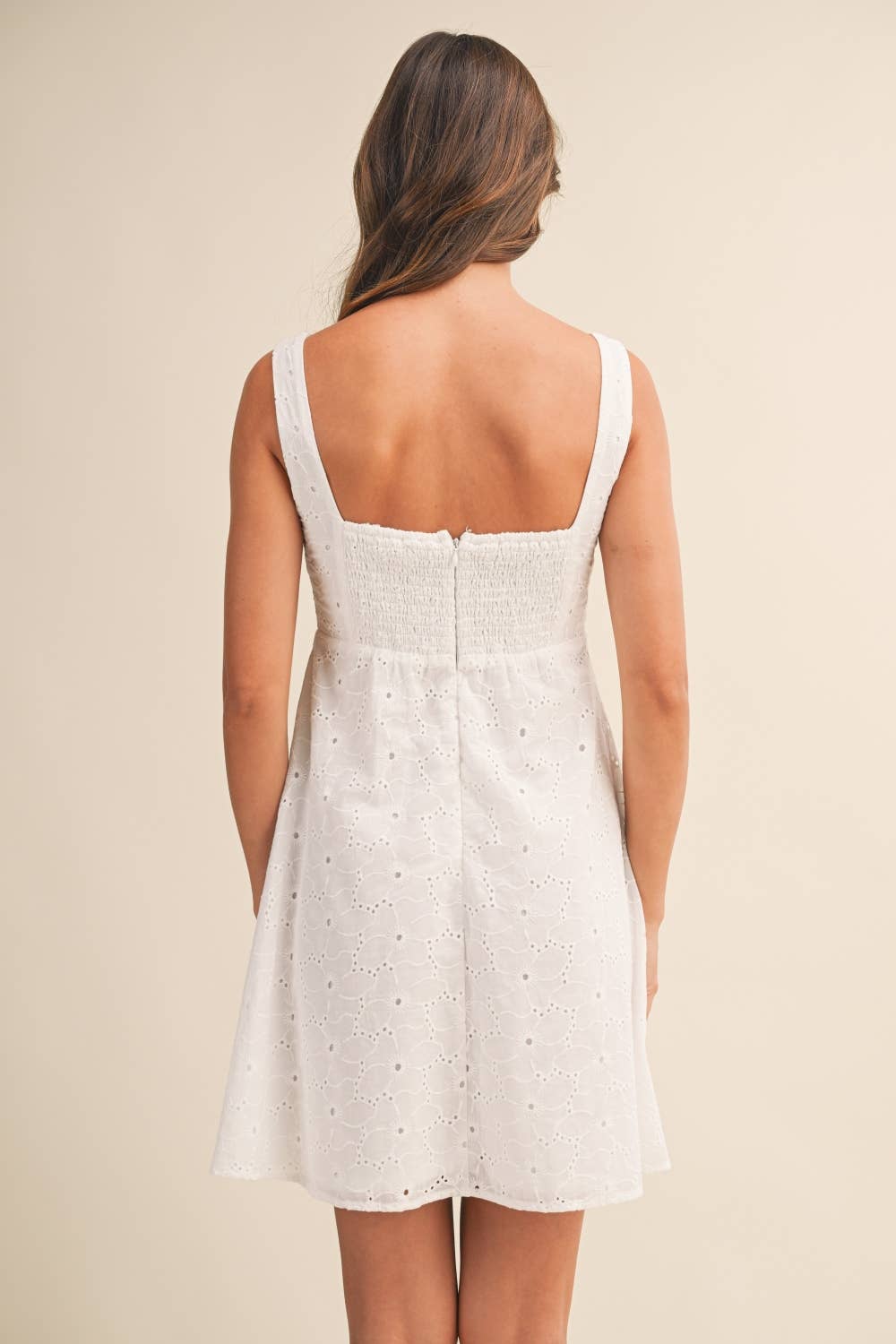 Eyelet Mini Dress - White