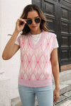 Jacquard Diamond Sweater Vest - Pink